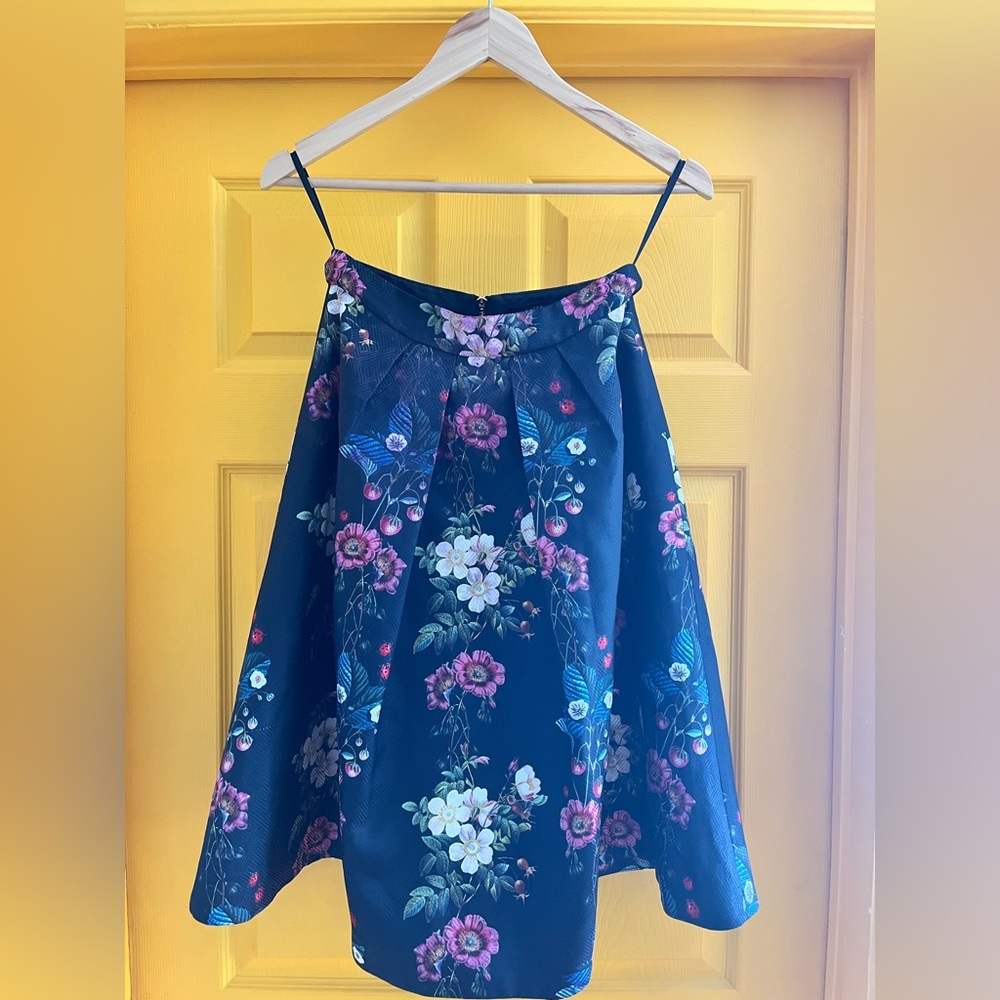 Ted Baker Navy Floral A-Line Skirt